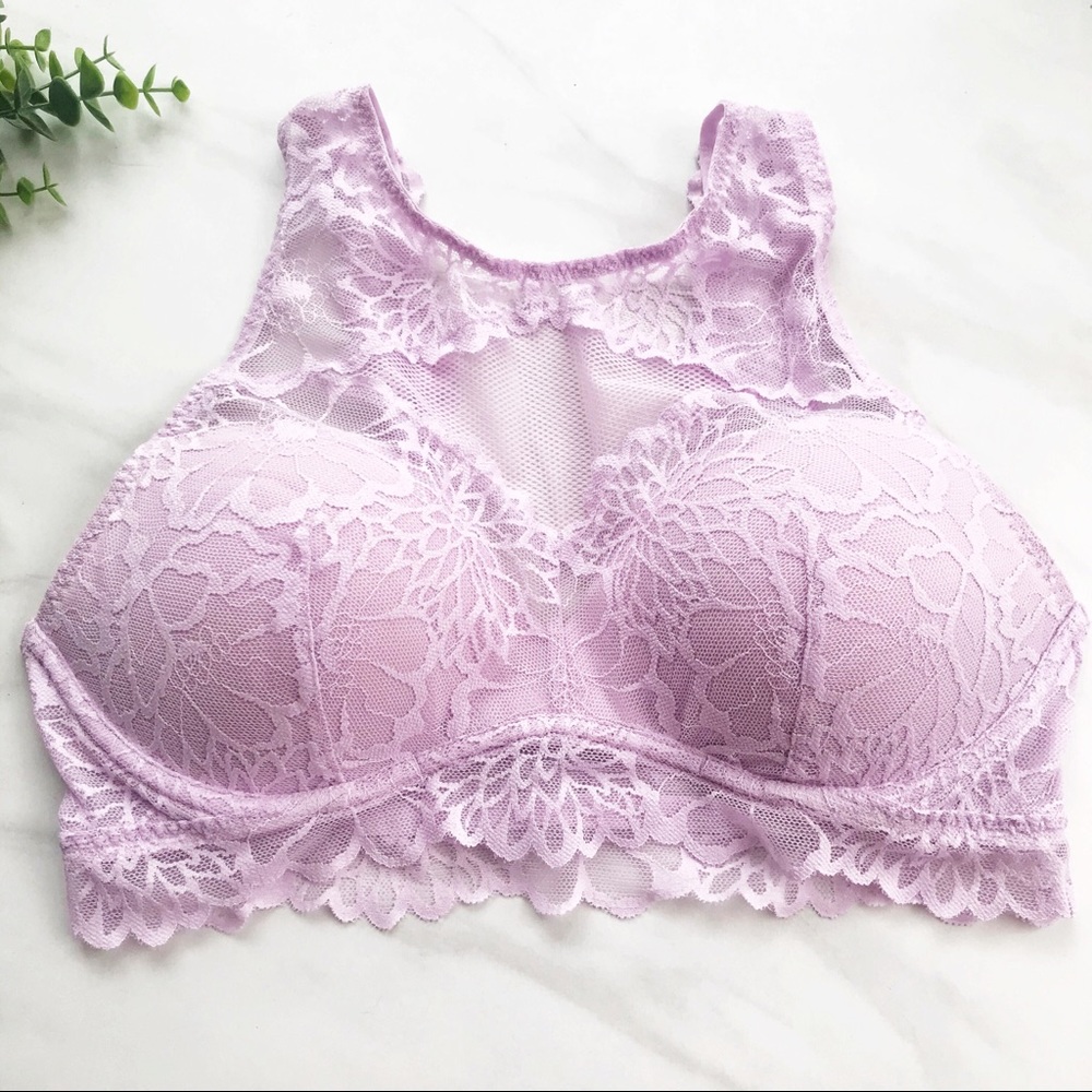 Victoria's Secret Pink | Purple Lace High Neck Bra